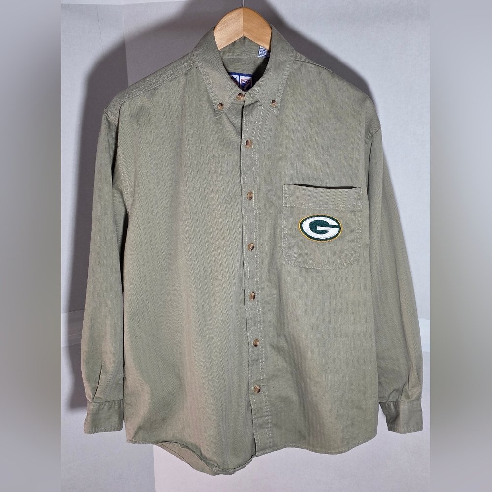 Vintage Green Bay Packers Men's Green Button Down Shirt